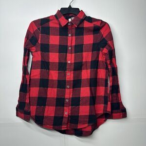 SO Red Black Buffalo Plaid Flannel Shirt Teens XL (14/16) Long Sleeve